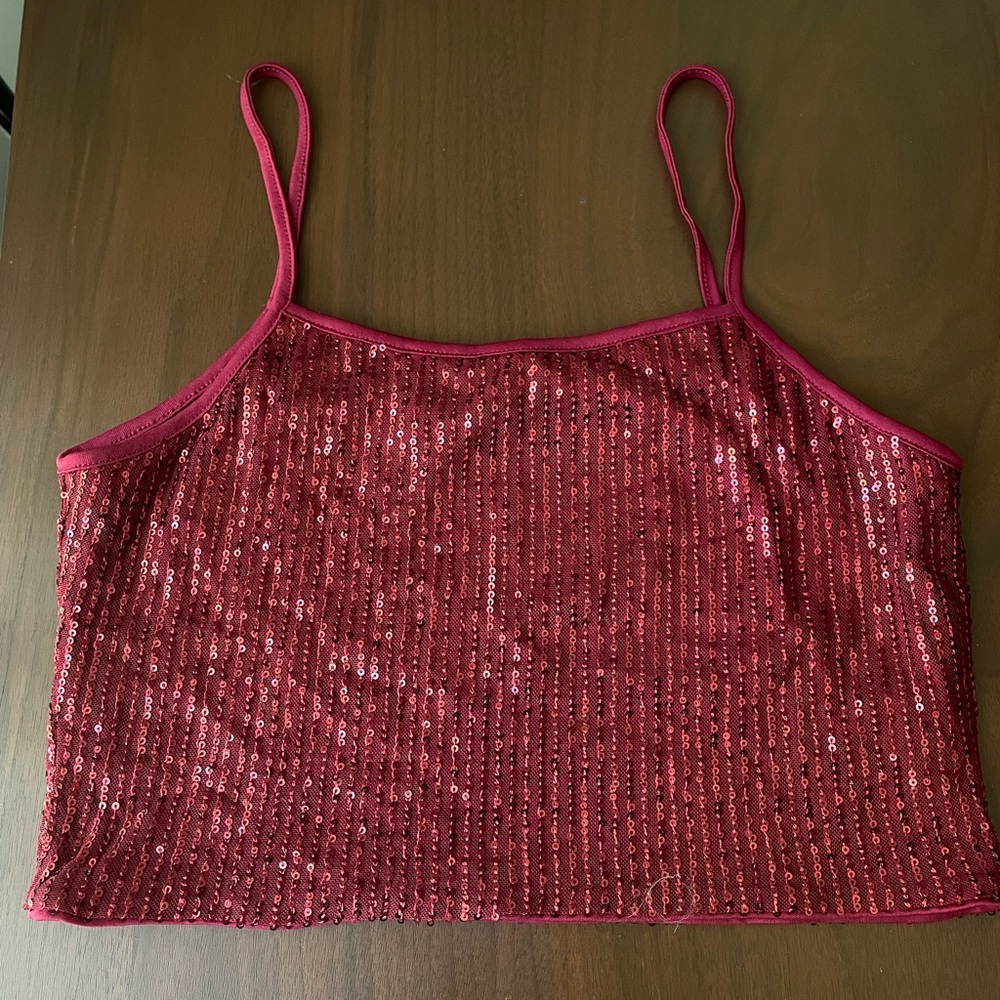 Sequin crop tank top